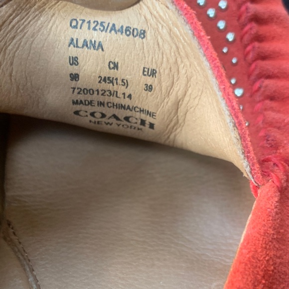 Coach Red Moccasins with Studded Detail - Picture 6 of 8
